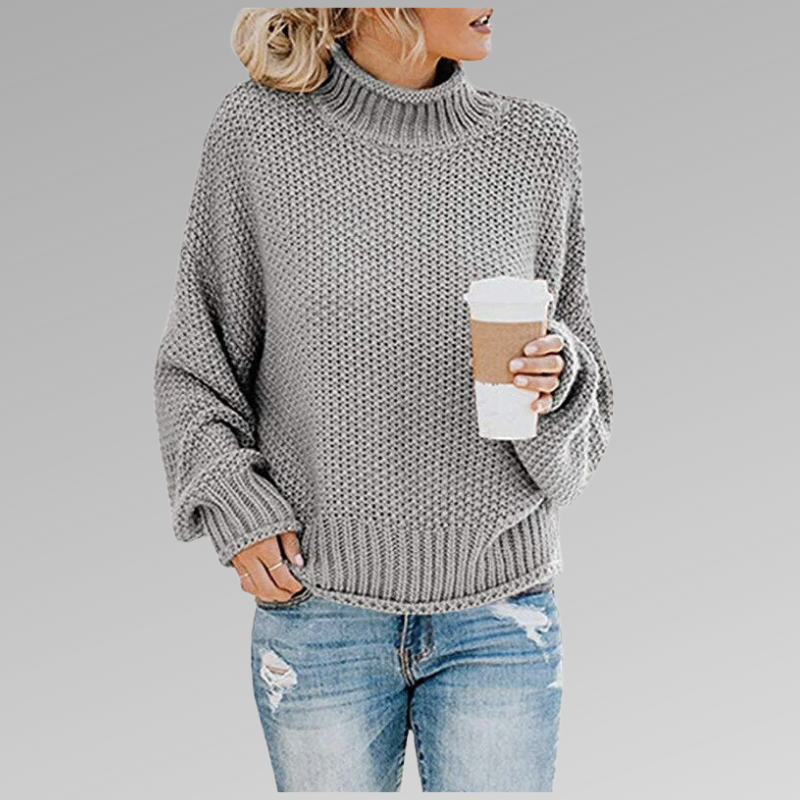 Wolvara - Chunky Knit Turtleneck Sweater Everyday Wear — view 5 of 9