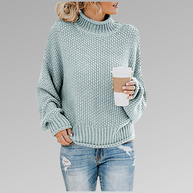 Wolvara - Chunky Knit Turtleneck Sweater Everyday Wear — view 6 of 9