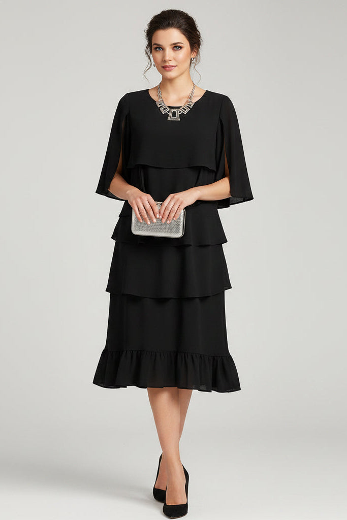 Marielle - Ruffle Detail A-Line Midi Dress