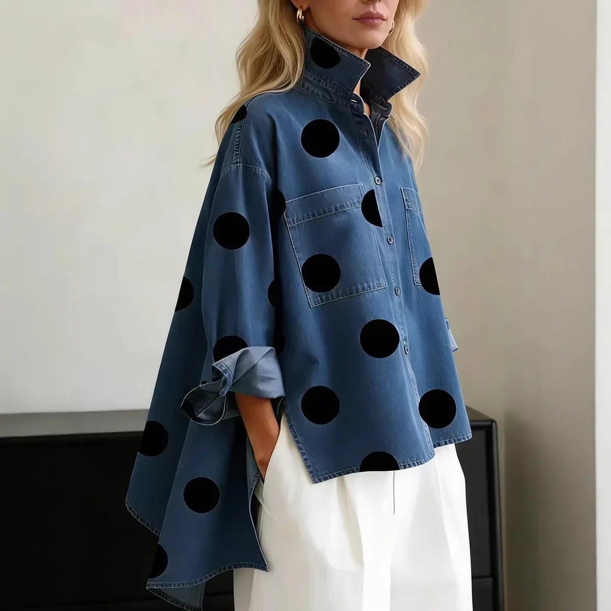 Talvora - Printed Denim Shirt For Everyday Wear