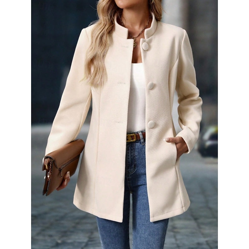 Marlwen - Tailored Stand Collar Coat Office Wear