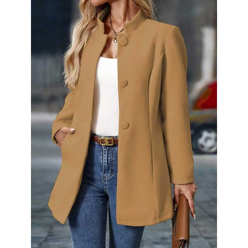 Marlwen - Tailored Stand Collar Coat Office Wear — view 5 of 9