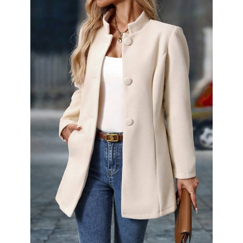 Marlwen - Tailored Stand Collar Coat Office Wear — view 6 of 9
