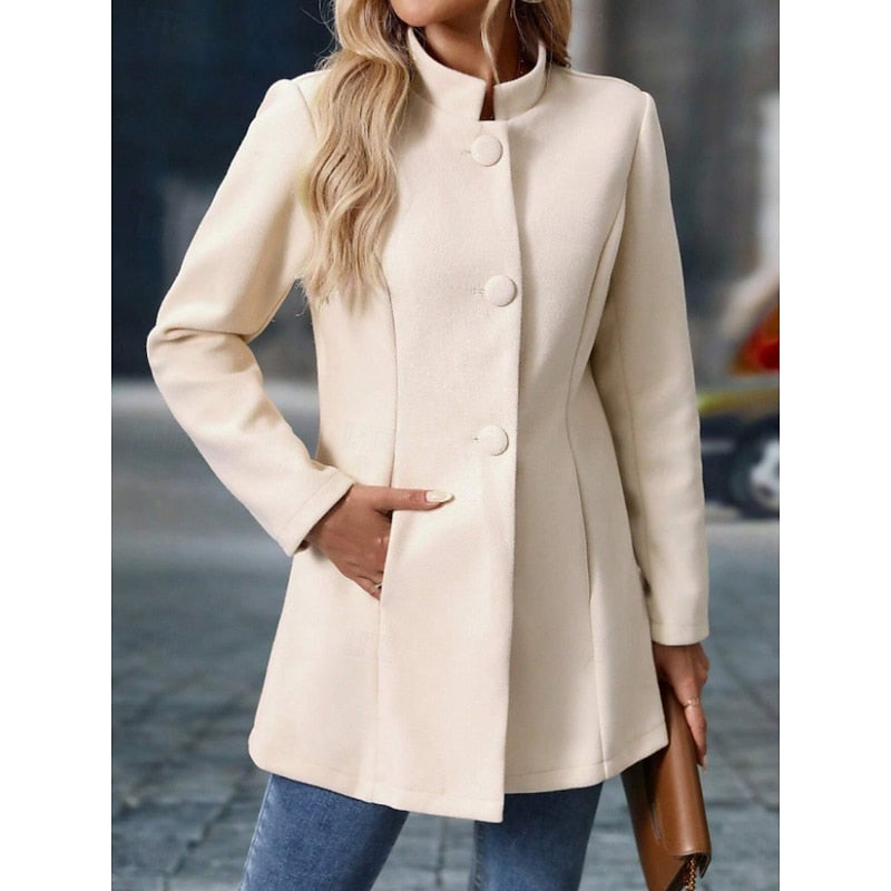 Marlwen - Tailored Stand Collar Coat Office Wear — view 7 of 9