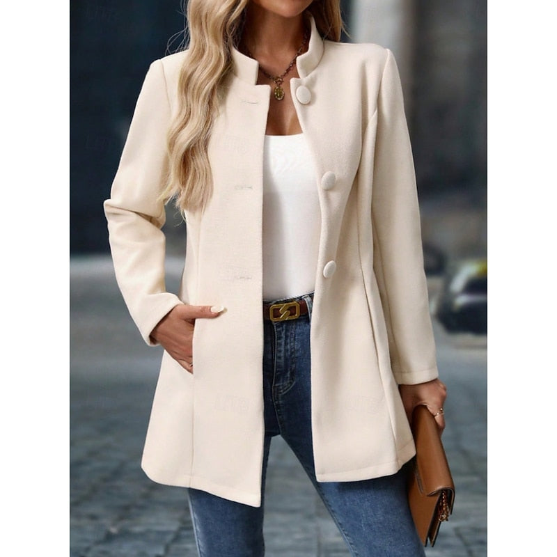 Marlwen - Tailored Stand Collar Coat Office Wear — view 9 of 9