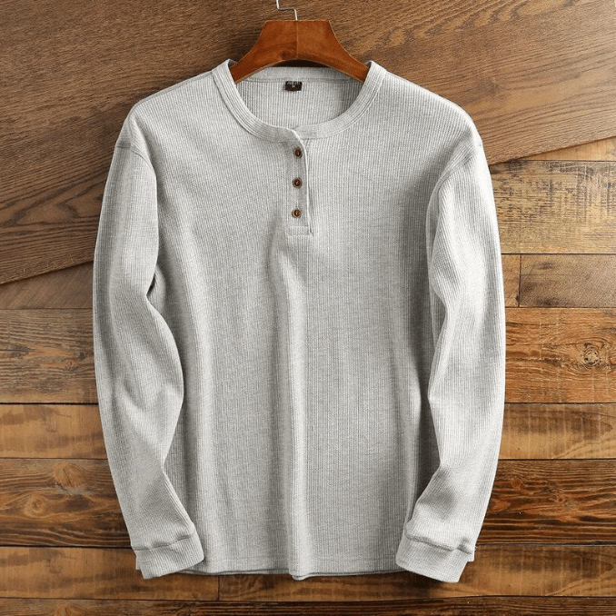 Marnick - Waffle Knit Henley Shirt Everyday Layering — view 2 of 7
