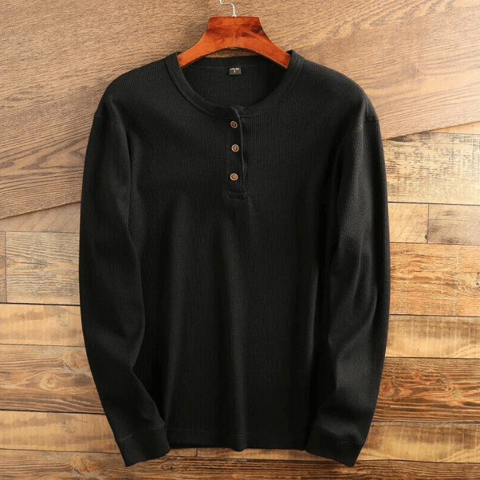 Marnick - Waffle Knit Henley Shirt Everyday Layering — view 3 of 7