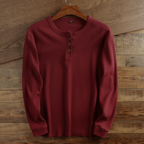 Marnick - Waffle Knit Henley Shirt Everyday Layering — view 7 of 7