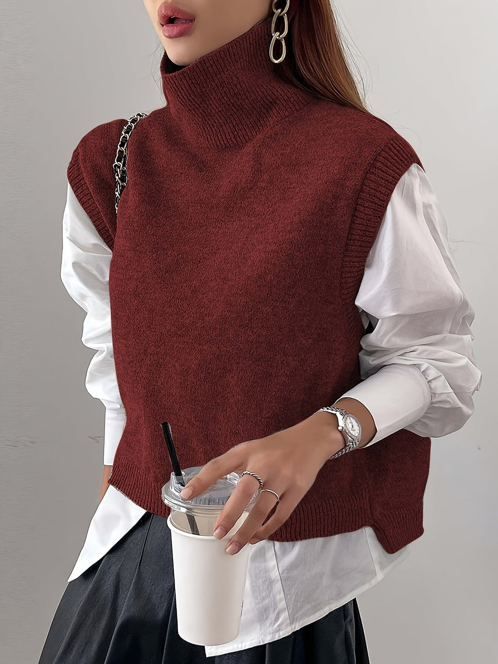 Marolin - High Neck Knit Vest Layering Essential