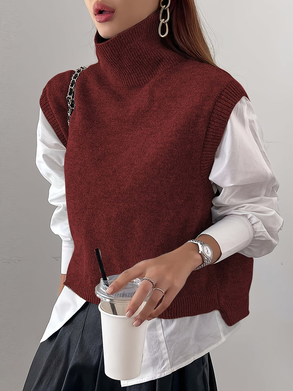 Marolin - High Neck Knit Vest Layering Essential