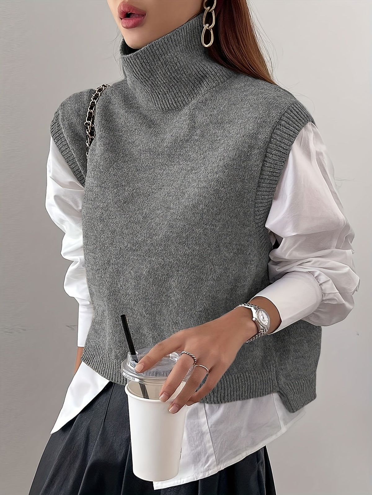 Marolin - High Neck Knit Vest Layering Essential — view 2 of 10
