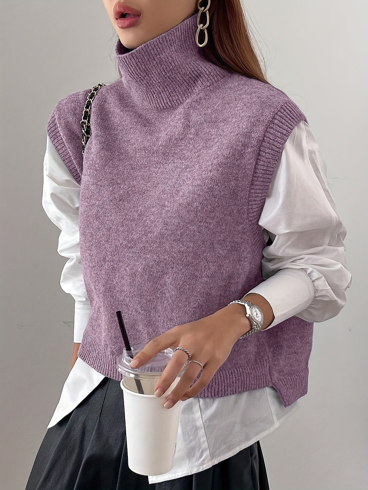 Marolin - High Neck Knit Vest Layering Essential — view 5 of 10