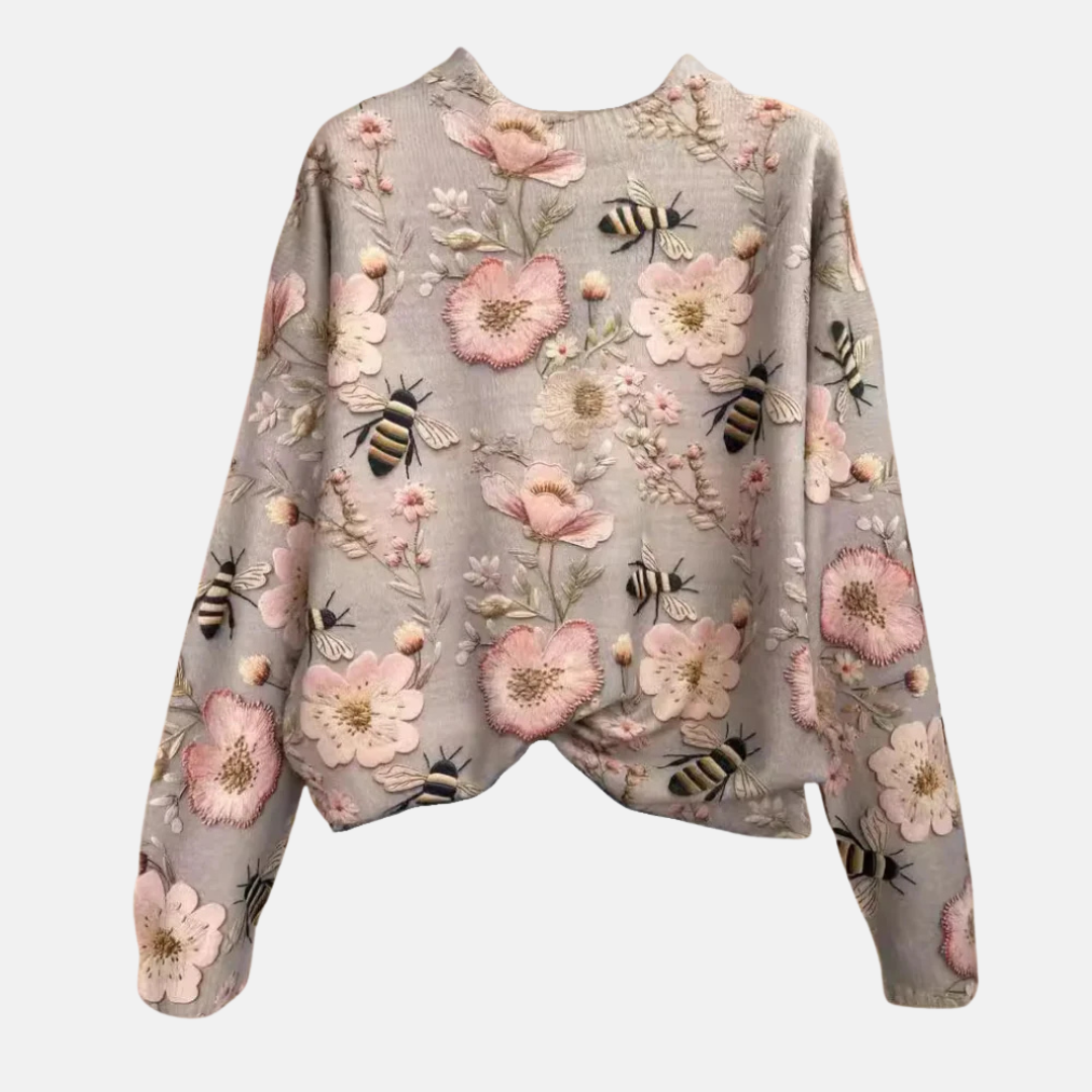 Meadowknit - Embroidered Floral Knit Sweater Autumn Winter Wear — view 2 of 6