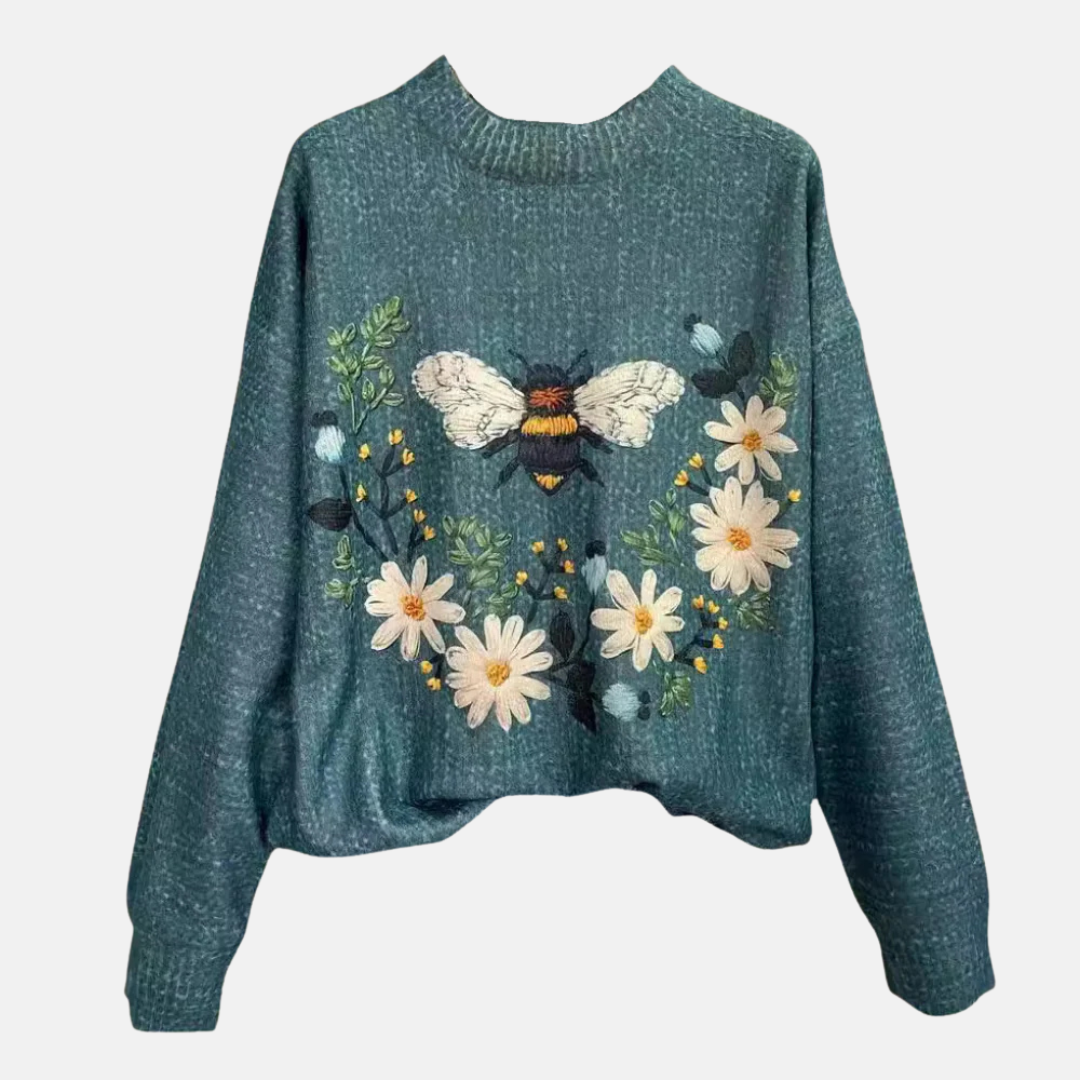 Meadowknit - Embroidered Floral Knit Sweater Autumn Winter Wear — view 3 of 6