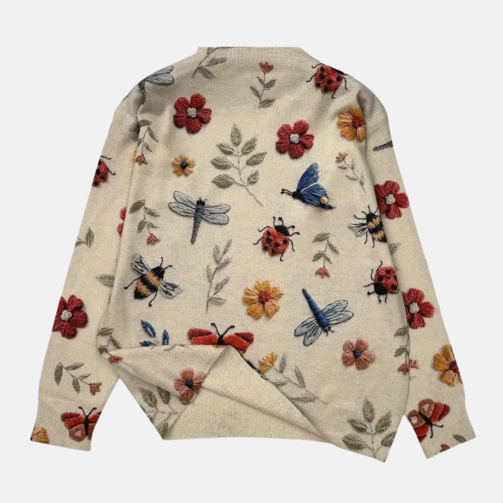 Meadowknit - Embroidered Floral Knit Sweater Autumn Winter Wear — view 4 of 6