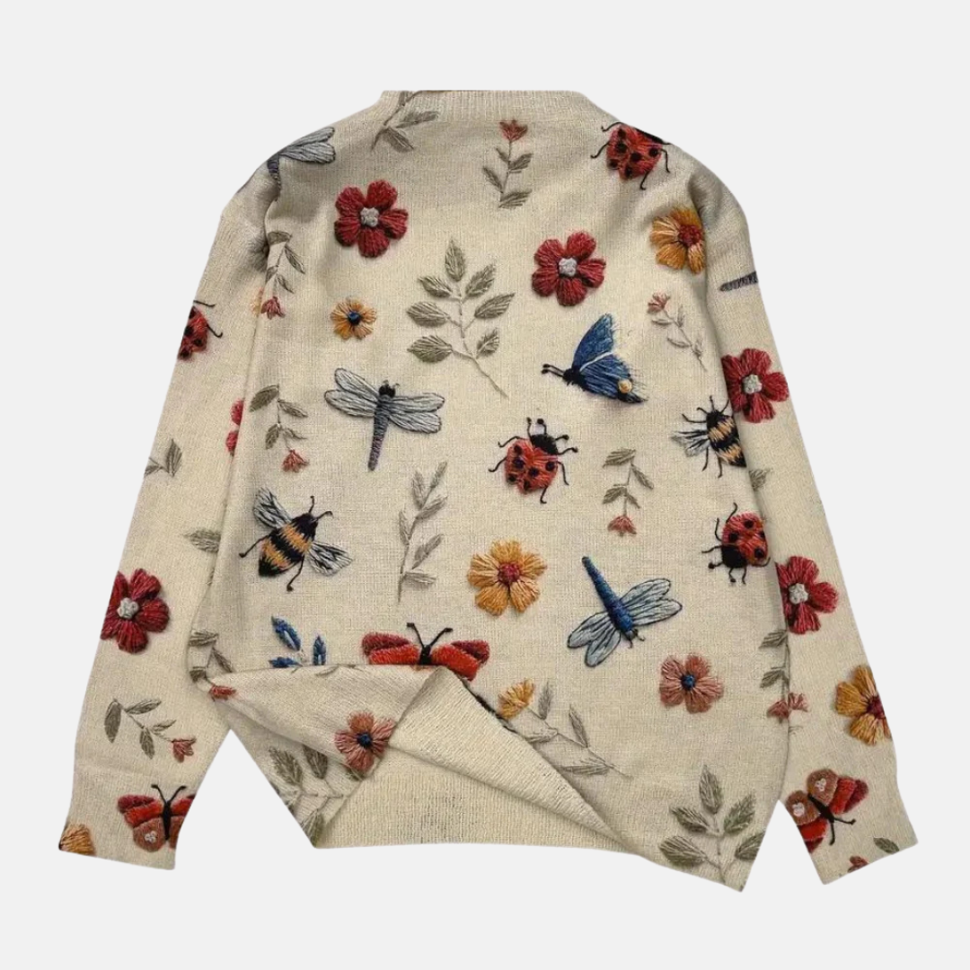 Meadowknit - Embroidered Floral Knit Sweater Autumn Winter Wear — view 4 of 6
