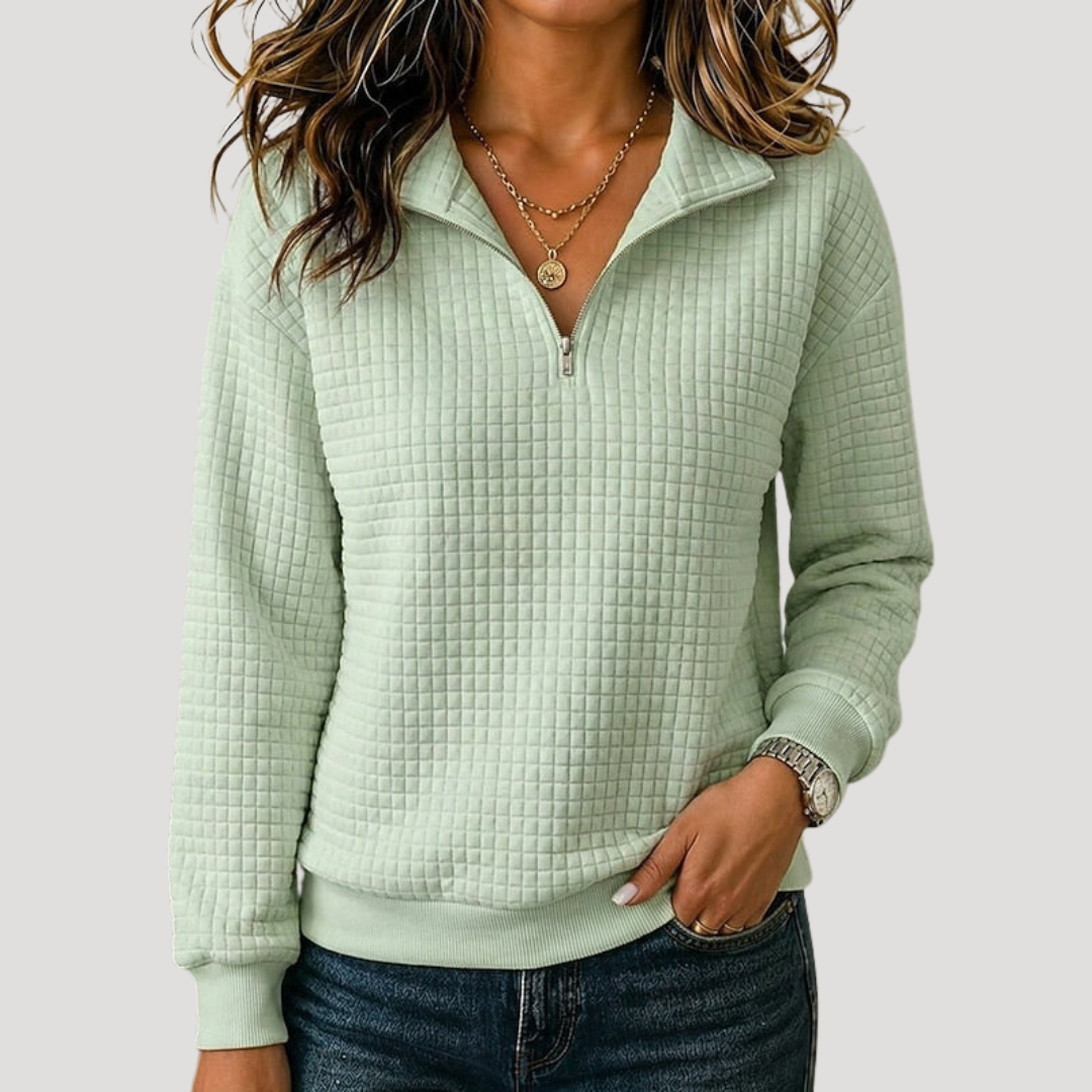 Novelta - Textured Quarter Zip Jumper Casual Layering