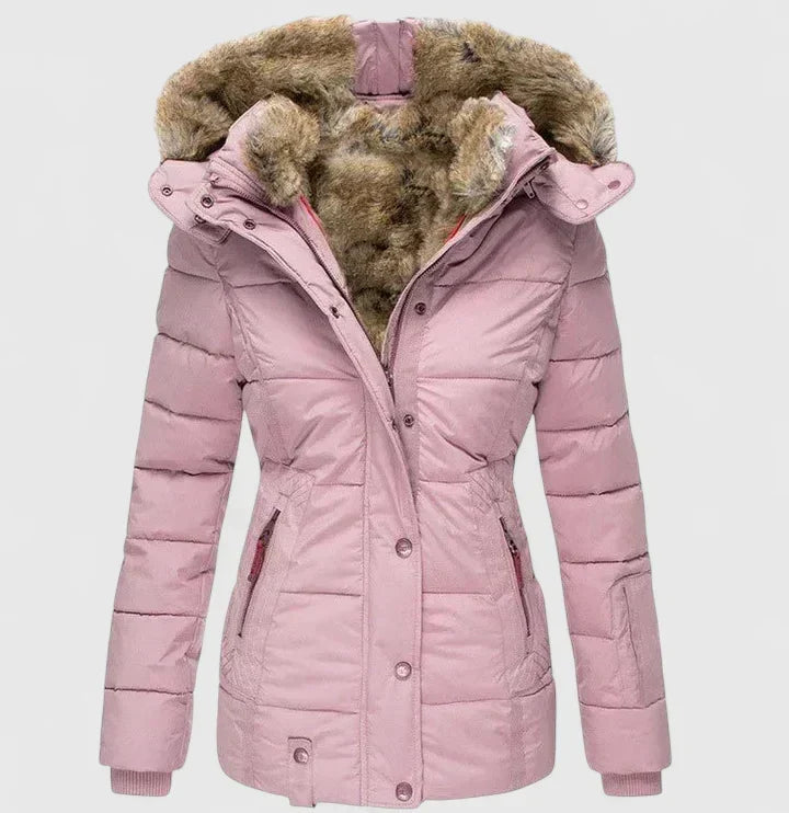 Novessa - Faux Fur Trim Winter Coat Cold Weather Outings — view 3 of 6
