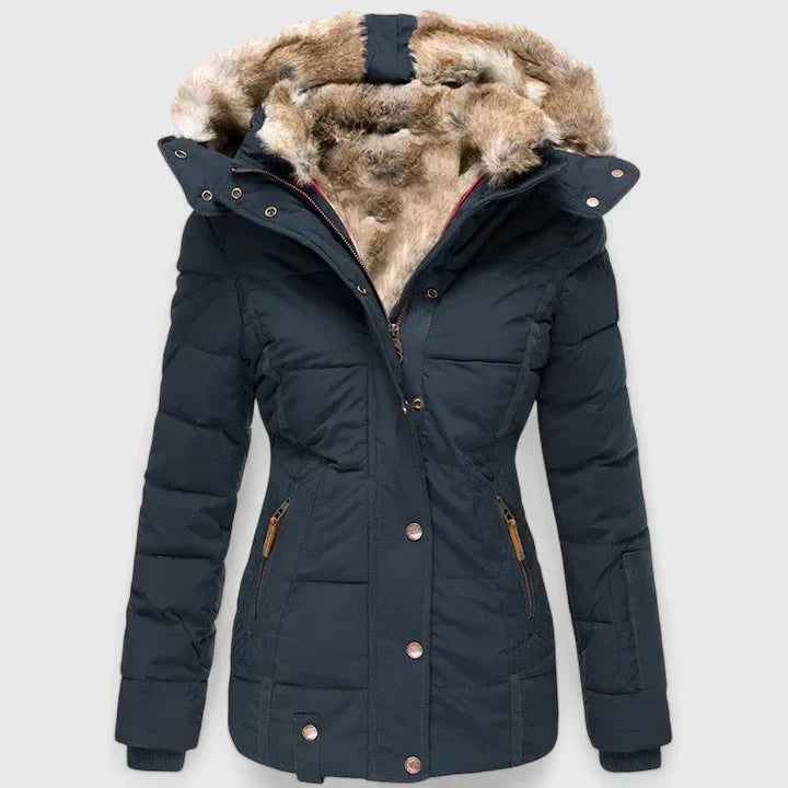 Novessa - Faux Fur Trim Winter Coat Cold Weather Outings — view 4 of 6