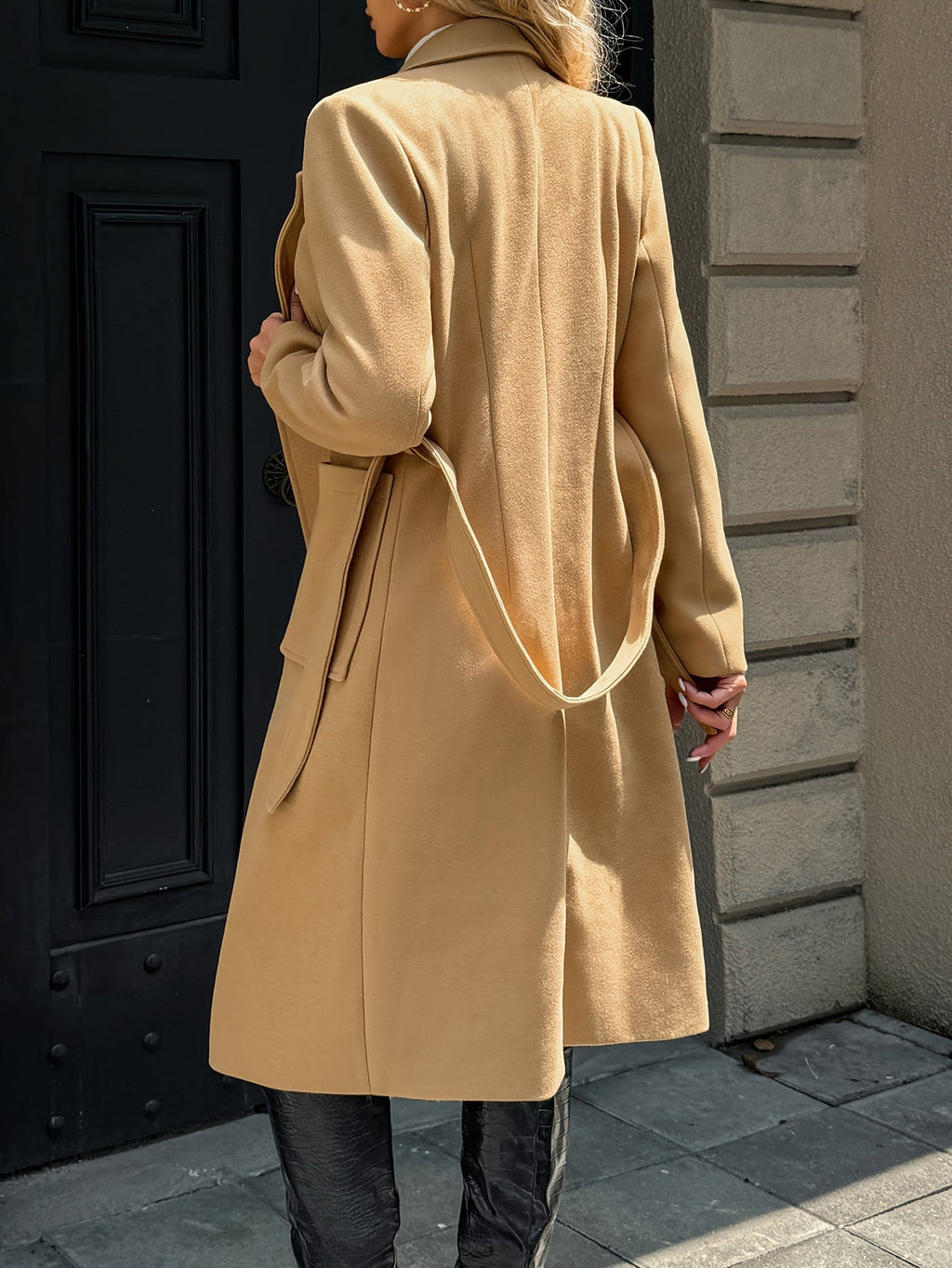 Quenby - Belted Notch Lapel Coat For Autumn Winter — view 6 of 10