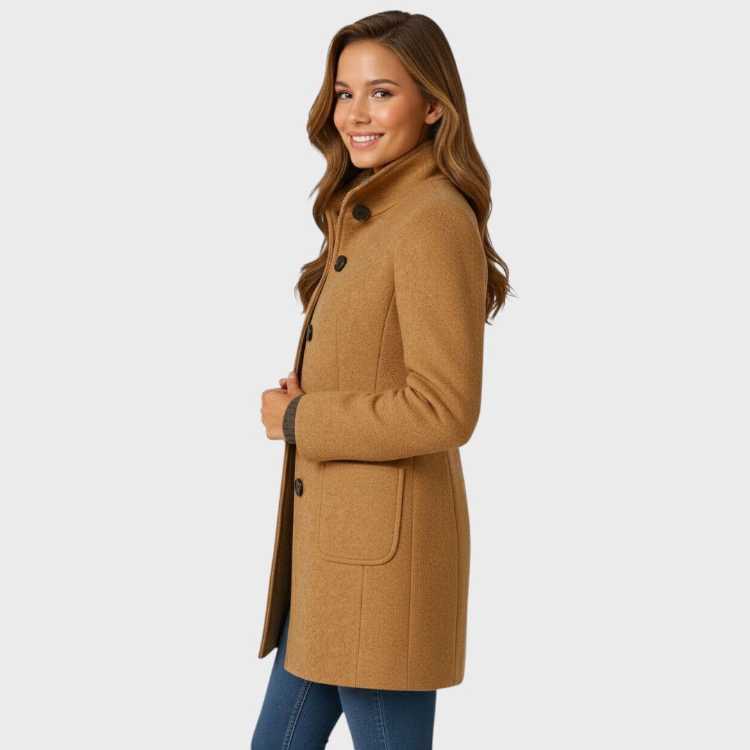 Verdelle - Long Wool-Blend Coat Winter Office Wear — view 2 of 9