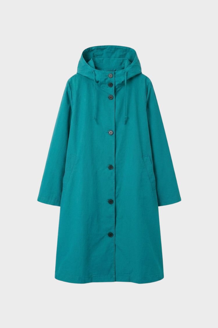 Rainette - Hooded Button Front Raincoat City Wear