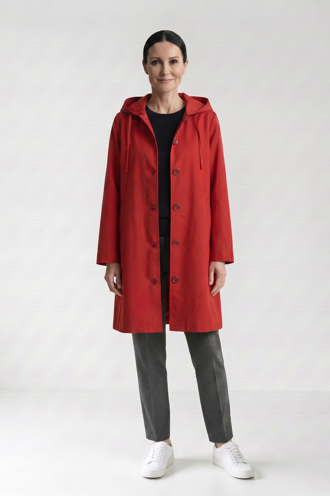 Rainette - Hooded Button Front Raincoat City Wear — view 10 of 10