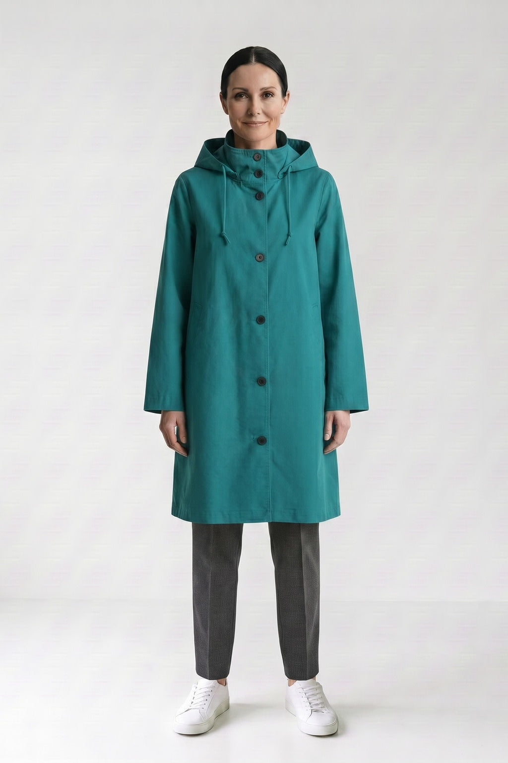 Rainette - Hooded Button Front Raincoat City Wear — view 3 of 10