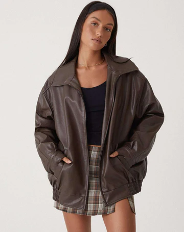 Ravendra - Oversized Leather Jacket Autumn Winter Layering