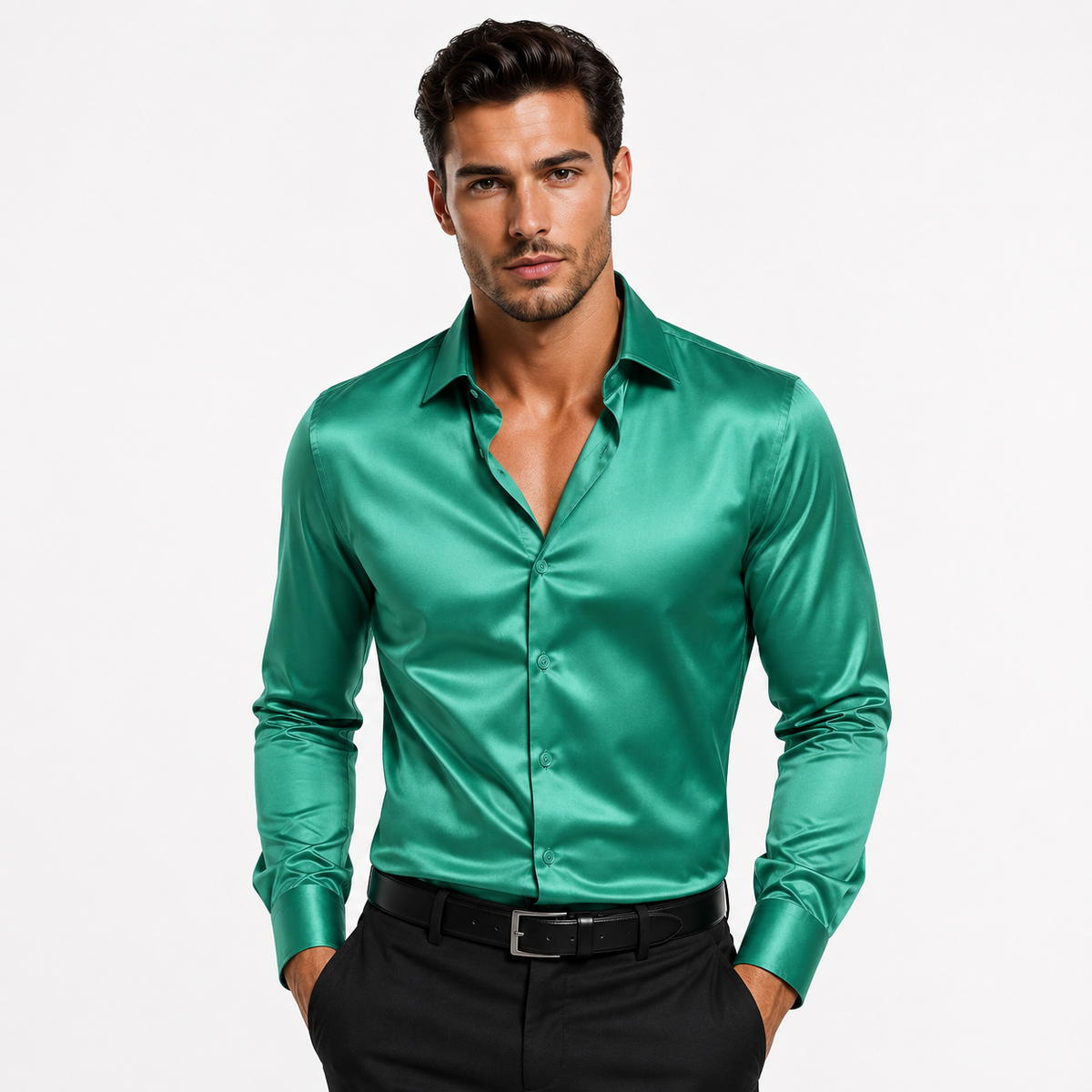 Sablino - Men's Satin-Look Long-Sleeve Smart Shirt — view 4 of 7