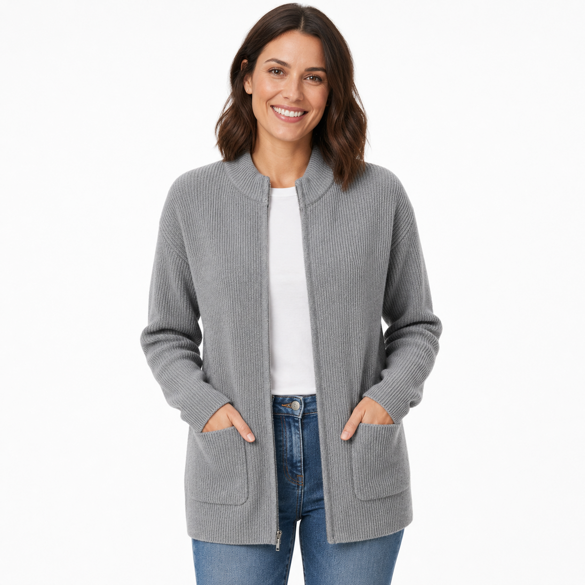 Sorella - Zip Up Knit Jacket Cool Weather Layering