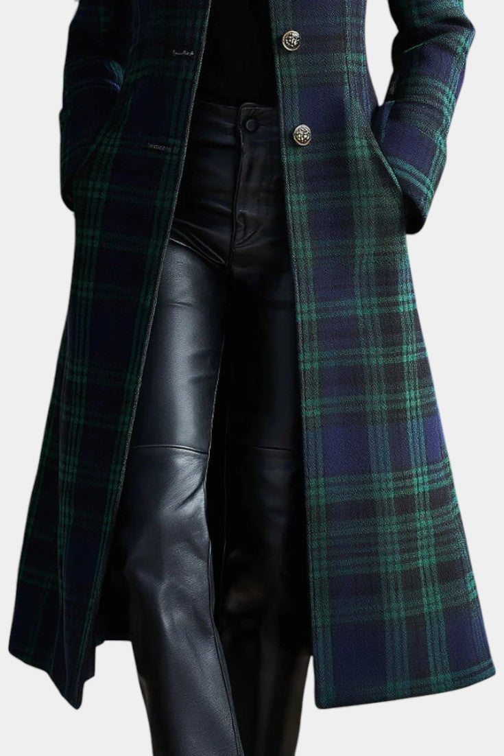 Tessalon - Checkered Structured Midi Coat Autumn Winter Wear — view 2 of 5