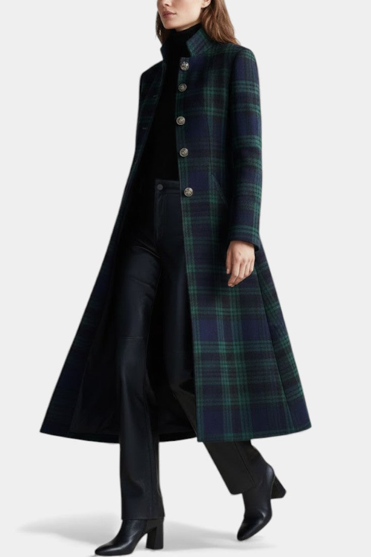 Tessalon - Checkered Structured Midi Coat Autumn Winter Wear — view 3 of 5