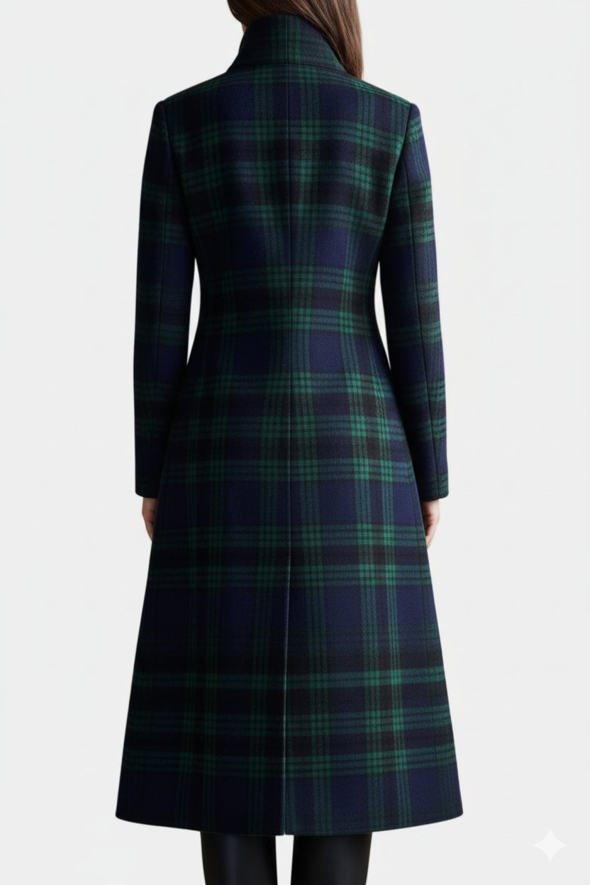 Tessalon - Checkered Structured Midi Coat Autumn Winter Wear — view 5 of 5