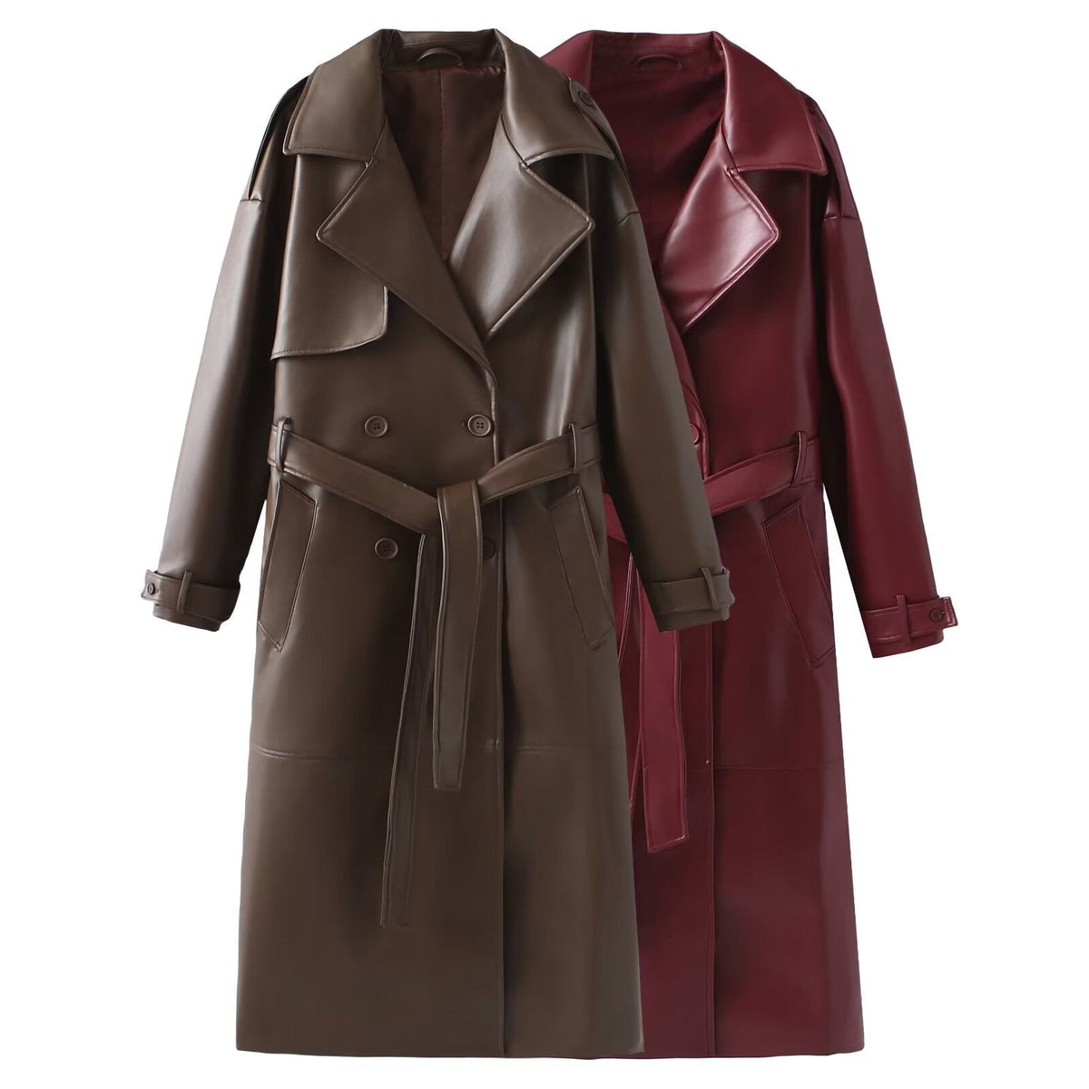 Vareska - Faux Leather Trench Coat Autumn Layering — view 4 of 5