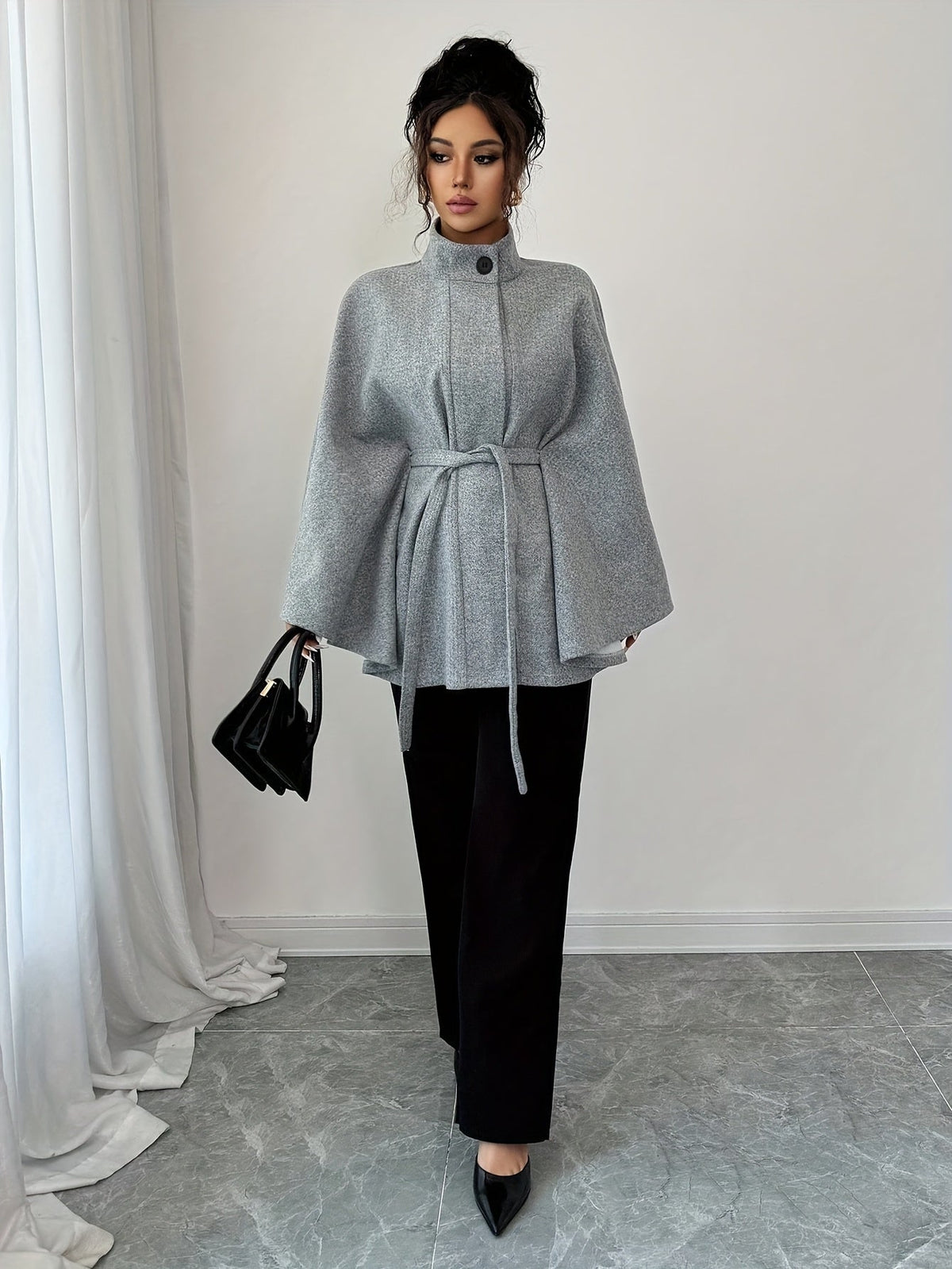 Verdessa - Belted Cape Coat Smart Occasion Outerwear — view 3 of 8