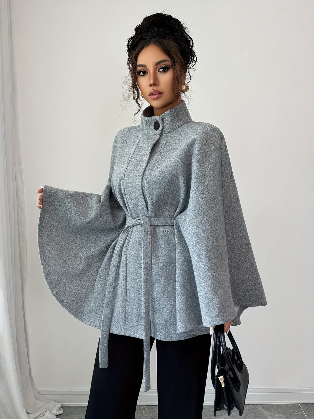 Verdessa - Belted Cape Coat Smart Occasion Outerwear — view 4 of 8
