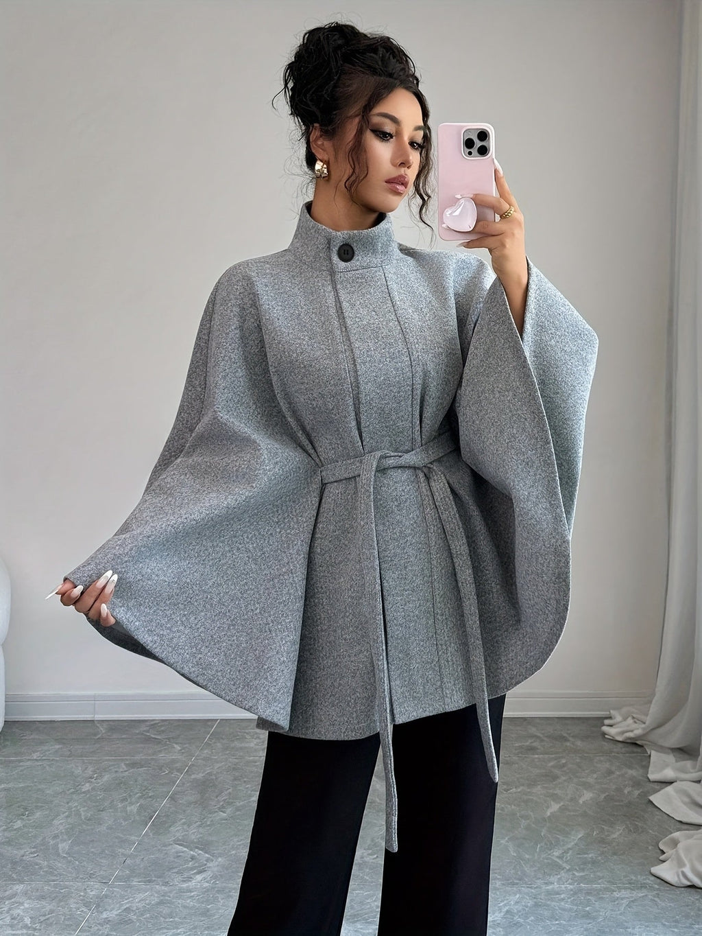 Verdessa - Belted Cape Coat Smart Occasion Outerwear — view 5 of 8