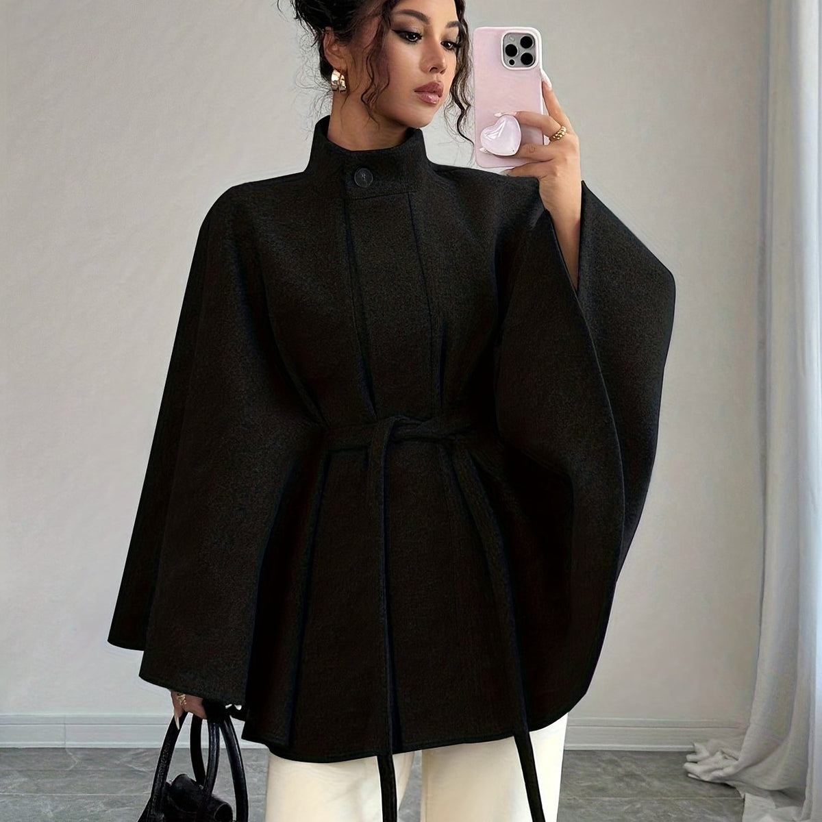 Verdessa - Belted Cape Coat Smart Occasion Outerwear — view 7 of 8