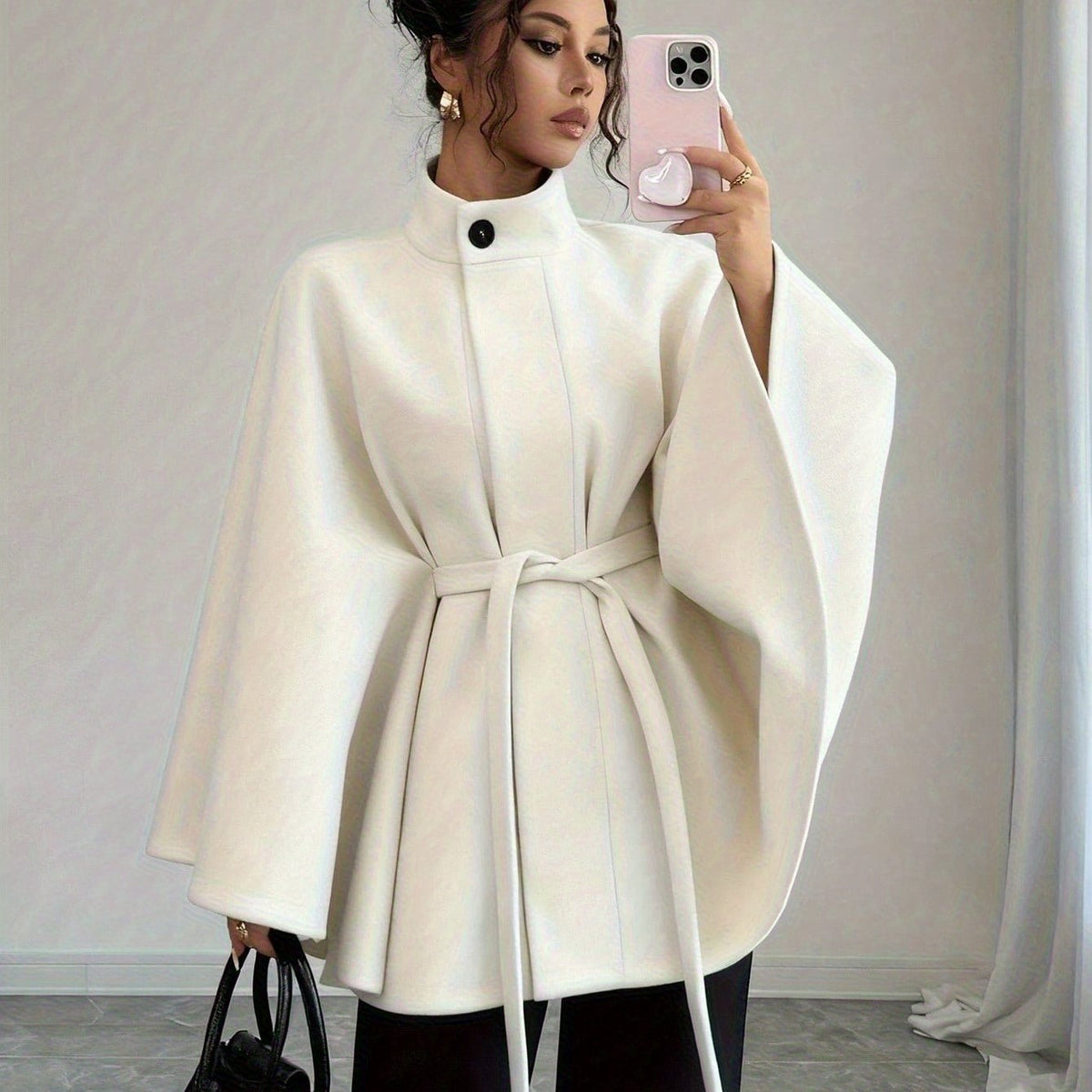 Verdessa - Belted Cape Coat Smart Occasion Outerwear — view 8 of 8