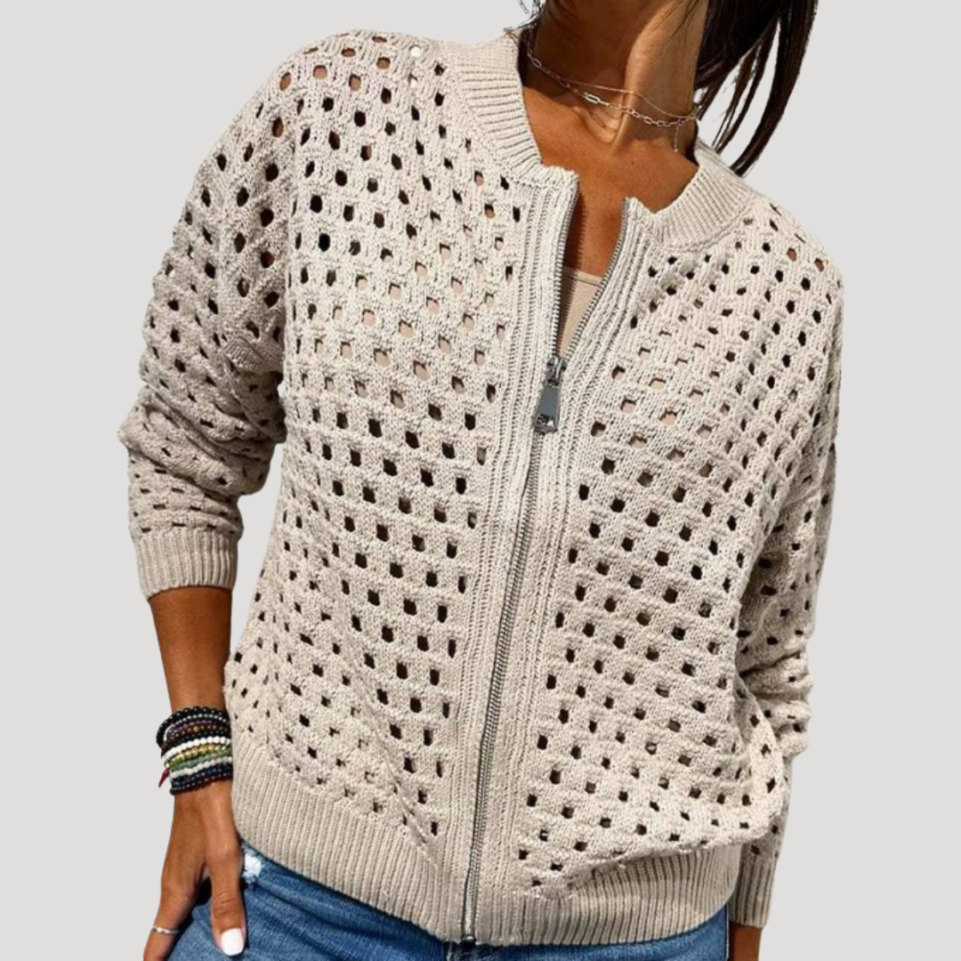 Vesalline - Textured Zip Through Knit Layer