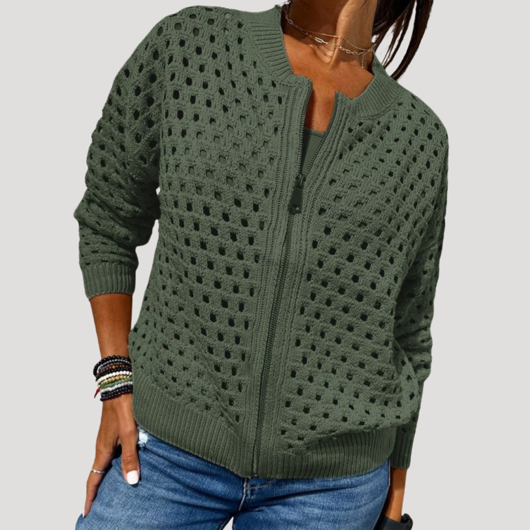 Vesalline - Textured Zip Through Knit Layer — view 2 of 6