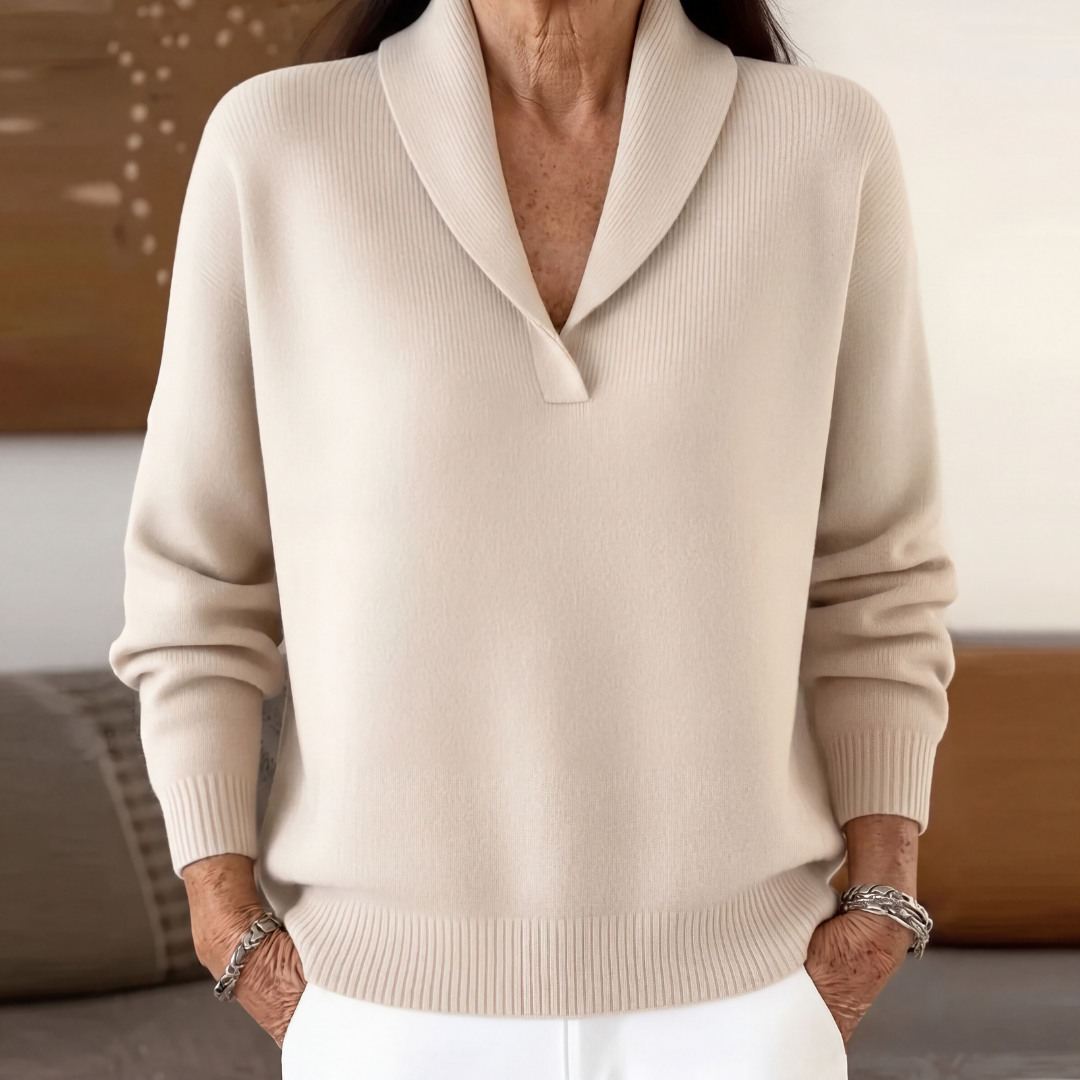Willowdrape - Draped V Neck Knit Top Cold Season Layering — view 2 of 8