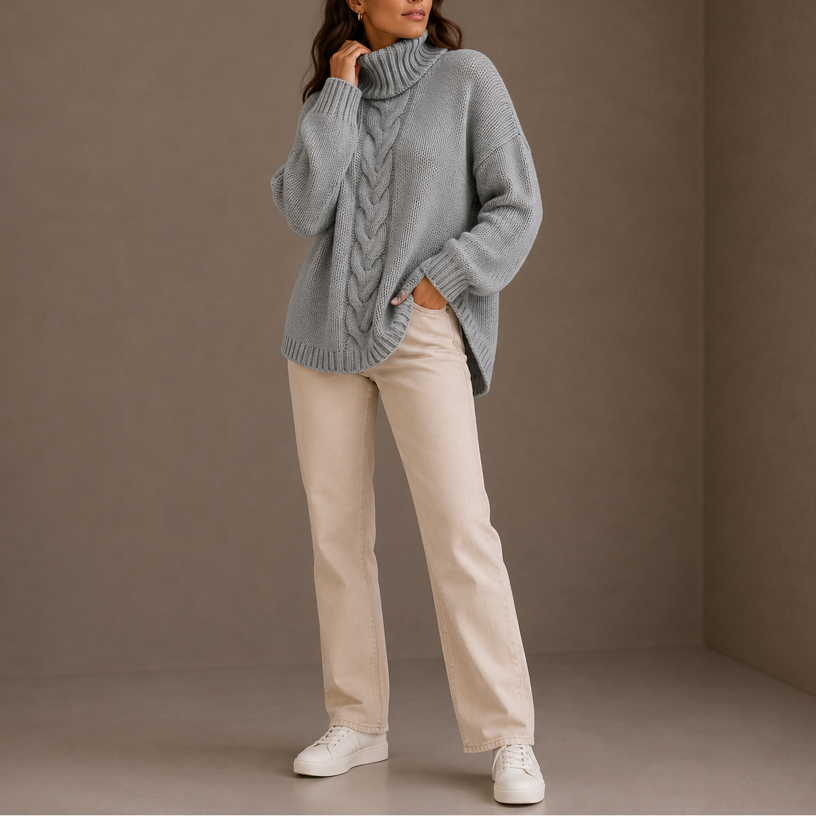 Wilmara - Chunky Roll Neck Knitted Sweater Cold Season Wear — view 5 of 6