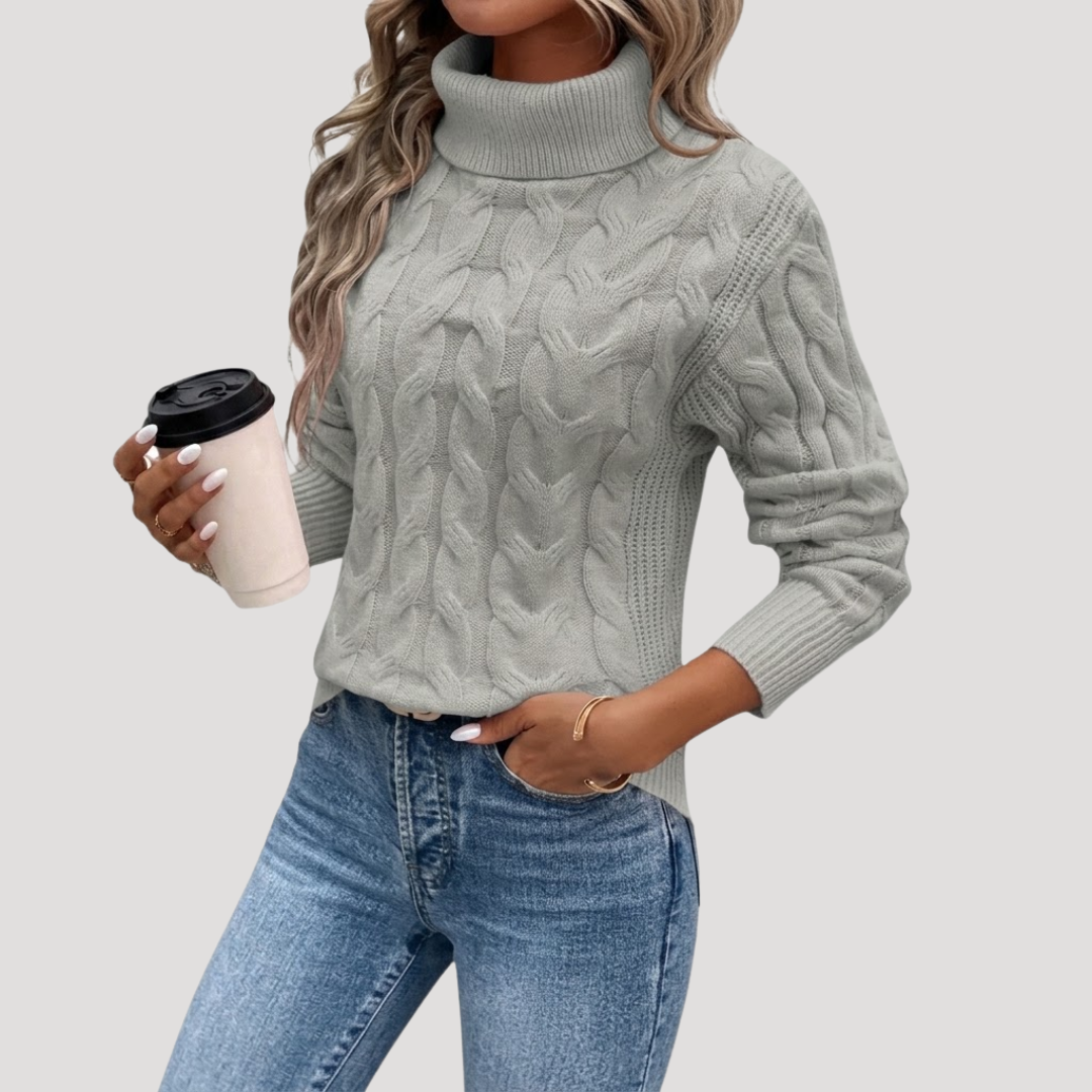 Wintermara - Textured Roll Neck Knit Sweater Cold Weather — view 2 of 5