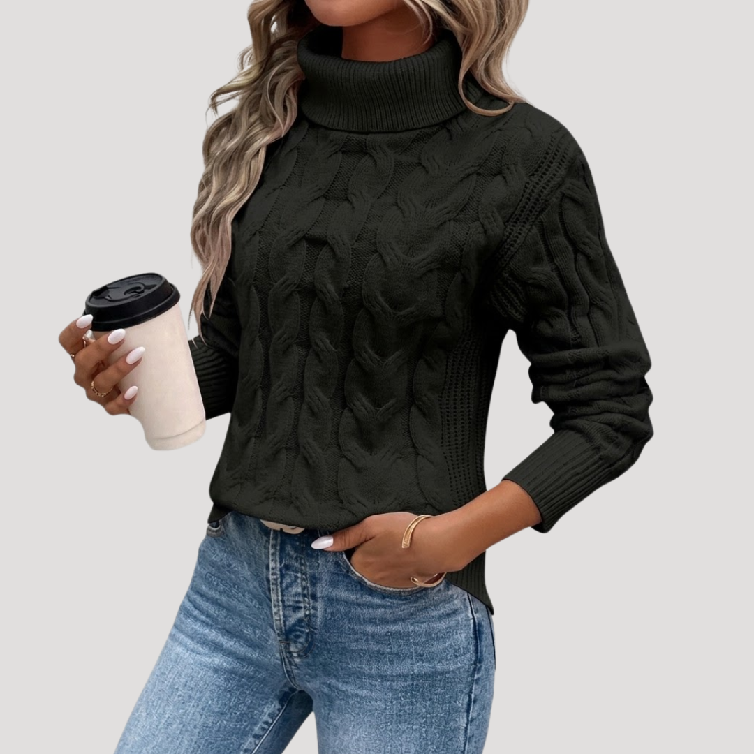 Wintermara - Textured Roll Neck Knit Sweater Cold Weather — view 3 of 5