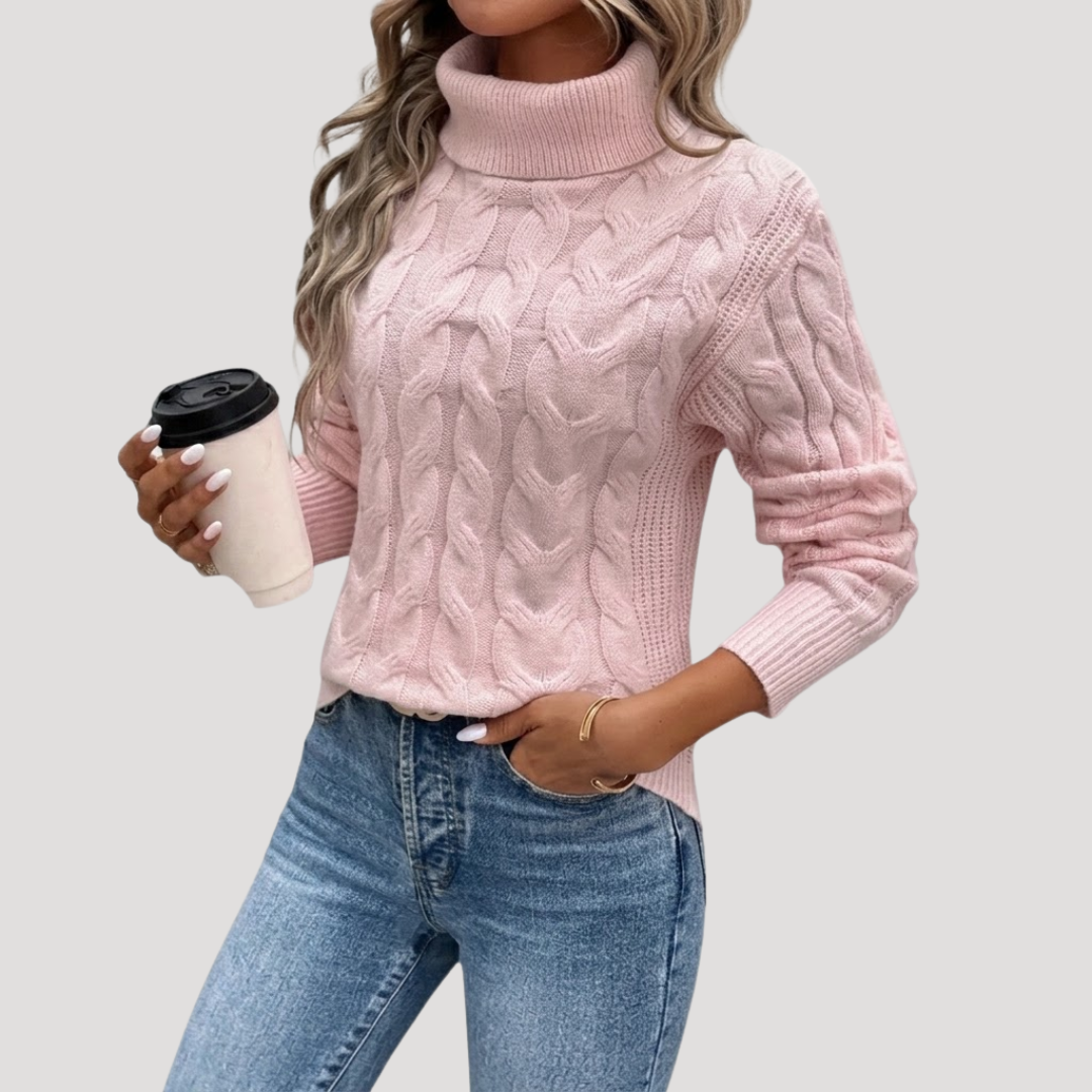Wintermara - Textured Roll Neck Knit Sweater Cold Weather — view 4 of 5