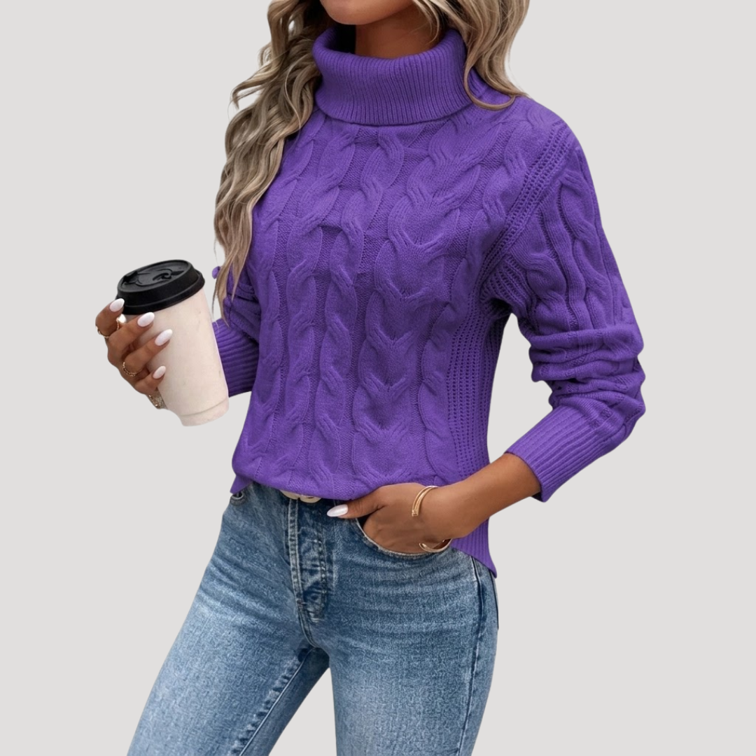 Wintermara - Textured Roll Neck Knit Sweater Cold Weather — view 5 of 5