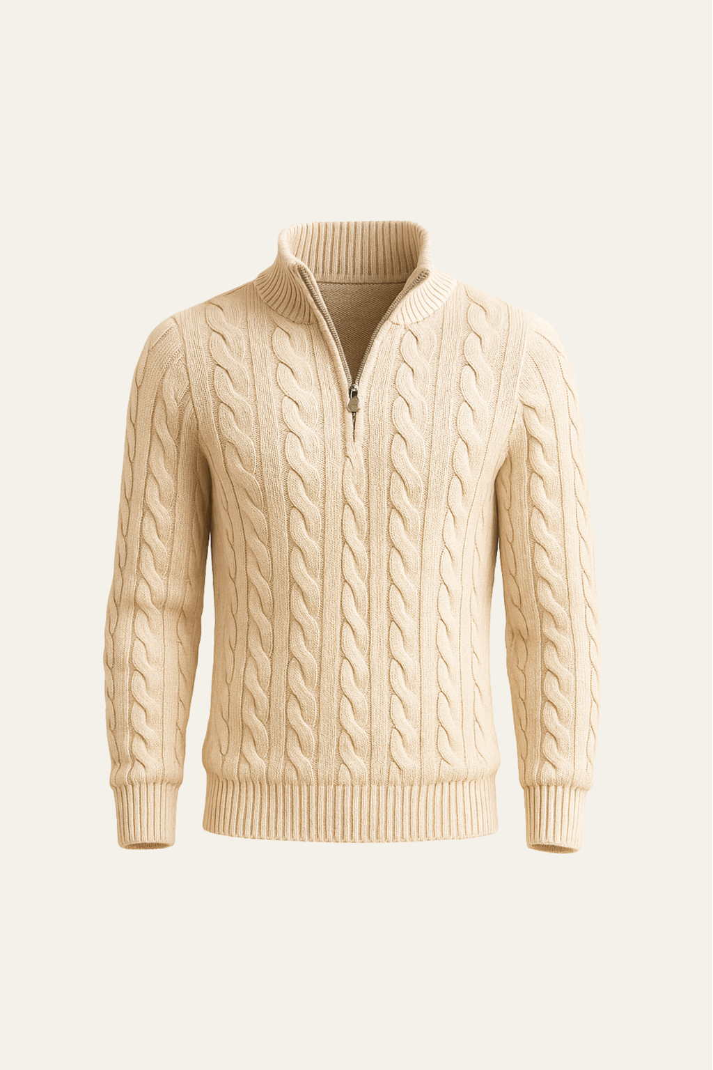 Wolmere - Cable Knit Half Zip Jumper Winter Layering