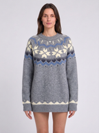 Womens Fair Isle Christmas Jumper Knitted Geometric Pattern Crew Neck — view 2 of 4